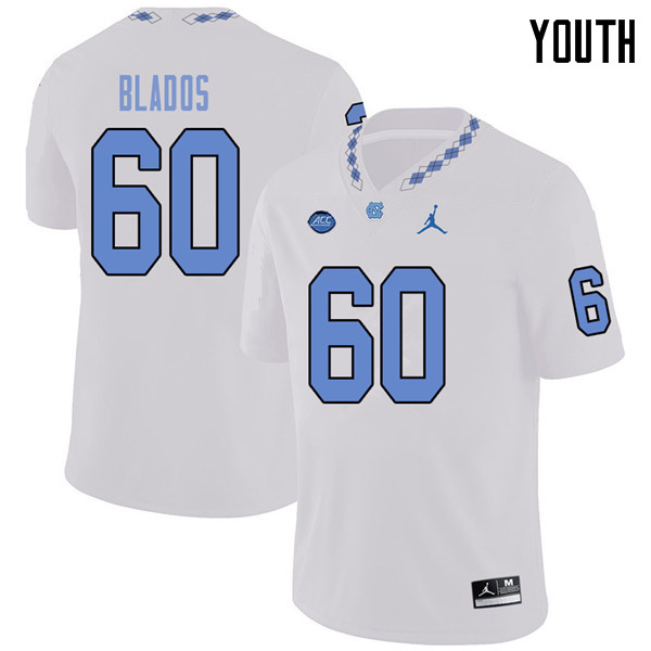 Jordan Brand Youth #60 Brian Blados North Carolina Tar Heels College Football Jerseys Sale-White